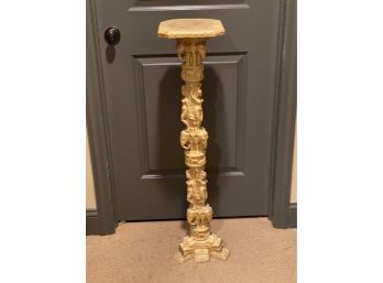 Indian Style Inspired Resin Carved Pedestal Plant Stand