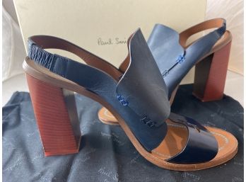 Womens Fun Stacked Heel Shoes Sandals By Paul Smith Size 40 In Navy