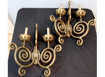 Pair Or Fabulous Solid Brass Candelabra Sconces, Originally From Tavern On The Green