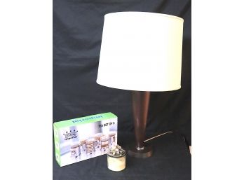 Contemporary Style Wood Table Lamp, Michael Aram Scented Candle & More