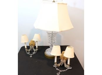 Assortment Of Crystal Lamp And Wall Sconces