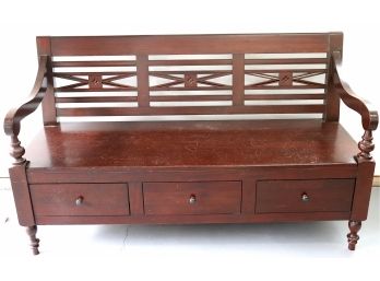 Fabulous Traditional Style Three-Seater Storage Bench