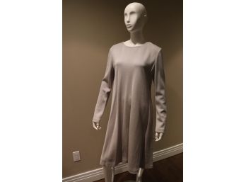St. John Light Gray A-line Long Sleeve Knit Dress