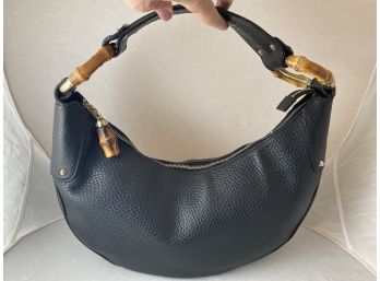 Gucci Black Hobo Bag In Pebble Leather