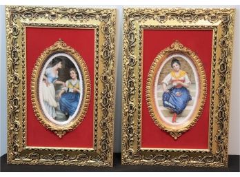 Pair Of Ornate Decorative Porcelain Gilded Frames