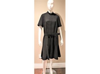 Akris Punto Womans Ribbed Black Dress With Belt  Unused With Tags