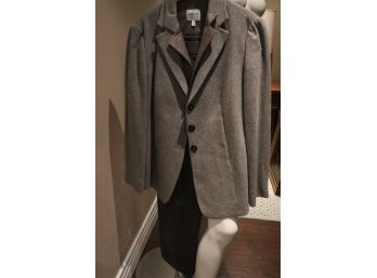 Armani Collezioni Womans Wool Blazer & Wool Pants In Light & Dark Gray