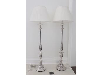 Pair Of Fabulous Ralph Lauren Silver Plated Candelabra Floor Lamp