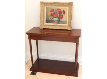 Vintage Schallenberg  Vaas Met Zinnias Still-life Oil Painting And Console Table