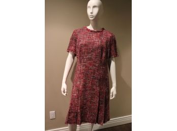 Escada Womans Lined Red Tweed Pleated Dress  Unused With Tags