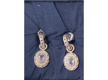 Beautiful Pair Of John Hardy Sterling Earrings With Pave Diamonds