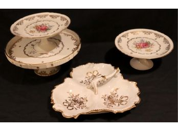 Assortment Of Hand Painted French Fine Porcelain Serving Pieces