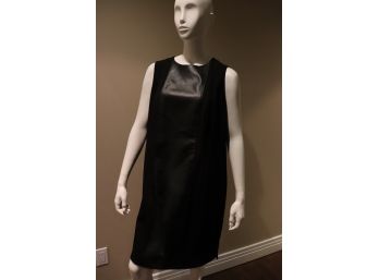 Akris Punto Sleeveless Black A-line Dress With Leatherette Center Panel