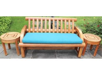 High End Modern-Contemporary Style Teak Summit Patio Bench And Side Tables