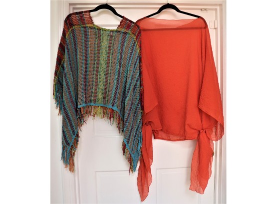 Womens Summer Shawl/Poncho & Beautiful Rainbow-Colored Knitted Cover Up