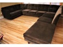 Beautiful Custom Fabric Contemporary 3 Piece Pewter Grey Mohair Sectional