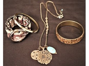 Collection Of Womens Fashion Jewelry Includes Fun Necklace With Pendants & Fun Fashion Bracelets