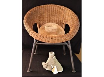 Fun Wicker Chair With Beach Hat & Sun Visor By David & Young