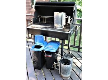 Dual Sided Porta Grill BBQ/Smoker By Belson Outdoors On Wheels Includes Charcoal Starter & Storage Containe