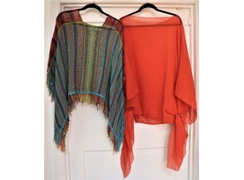 Womens Summer Shawl/Poncho & Beautiful Rainbow-Colored Knitted Cover Up