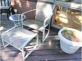 Brown Jordan Patio Chair With Footrest & Side Table
