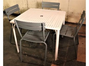 Brown Jordan White Metal Aluminum Table With 4 Metal Chairs From Fermob