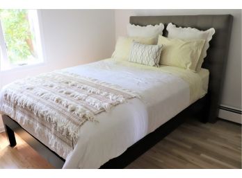 Queen Size West Elm Headboard & Frame With Stearns And Forster Mattress With A Throw From Anthropology