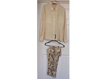Womens Silk Blouse By Anne Klein Size 8 100 Silk & Pants By Signe Paris Size 4