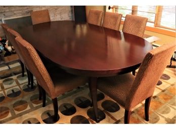 Contemporary Style Dining Room Table By Designer Dialogica & 8 Upholstered Chairs By Jack Lenor Larsen Fabric