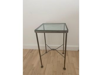 Wrought Iron Square Side Table With A Glass Top