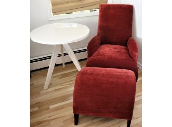 Interesting Rust Colored Accent Chair With Ottoman By Dialogica Includes White Side Table