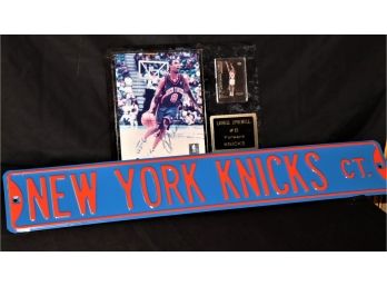 Signed Latrell Sprewell New York Knicks Photo & Metal Street Sign