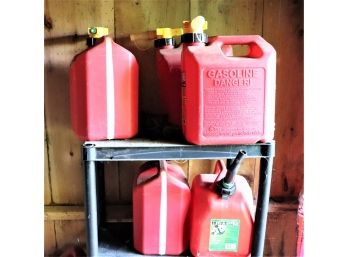 Collection Of Five Gas Cans - Size 2.5 Gallons