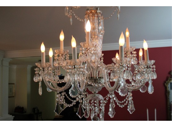 Stunning Gorgeous Glass/Crystal Chandelier With Hanging Crystals & Beads  Great For Your Dining Room