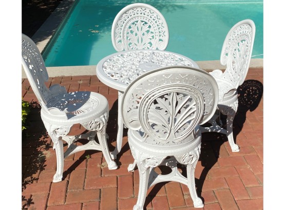 Ornate Plastic Outdoor Bistro Set With 4 Chairs