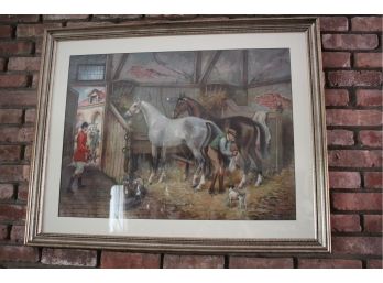 Richard Newton Jr Equestrian Print In An Antiqued Silver Finished Frame