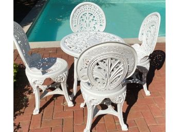 Ornate Plastic Outdoor Bistro Set With 4 Chairs