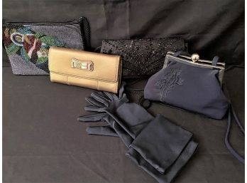 Womens Handbags/Wallets - La Regate, Sophia Caperelli, Small Navy Bag & Small Floral Beaded Bag