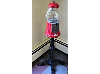 1985 Carousel Gumball Machine On Metal Stand With Key