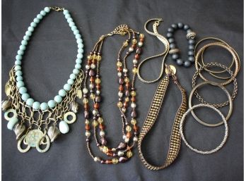 Collection Of Fun Fashion Jewelry Includes Assorted Sized Necklaces & Bracelets