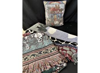 Collection Of Decorative Blankets & Pillows