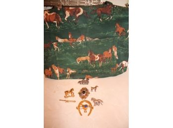 Fun Horse Canvas Bag With Beautiful Horse Pins - Includes 2 Sterling Horse Pins , 1 By Smithsonian