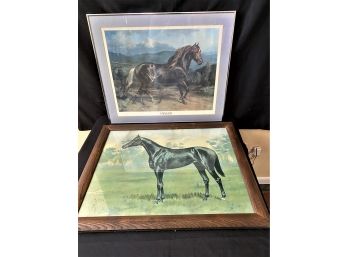2 Horse Prints - Nevado By Todd Daniels In A Matted Frame & Black Stallion Print - E. H Miner Copyright 1