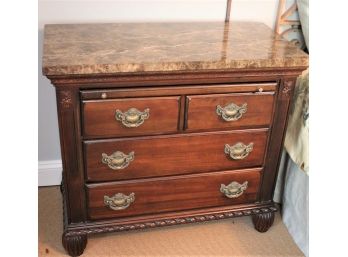 Pair Of Kincaid Nightstands With Heavy Marble Tops Beautiful Color - In Very Good Condition