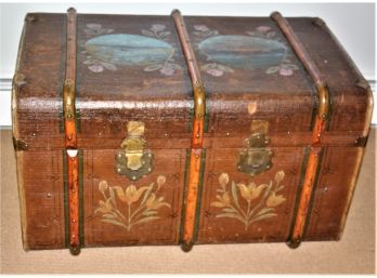 Vintage Rohrplatten Travel Trunk With Hand Painted Detail, Some Age-Appropriate Wear