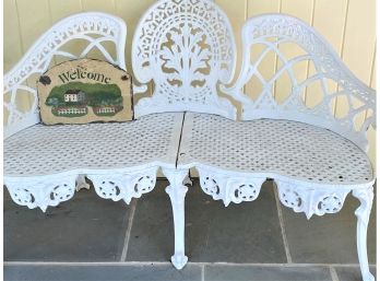 Ornate Vintage Cast Metal Garden Bench Includes Outdoor Stand