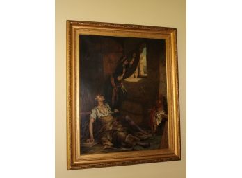 Antique Painting Of Lovers In Hiding By Laslett John Pott England 1864 Listed Artist