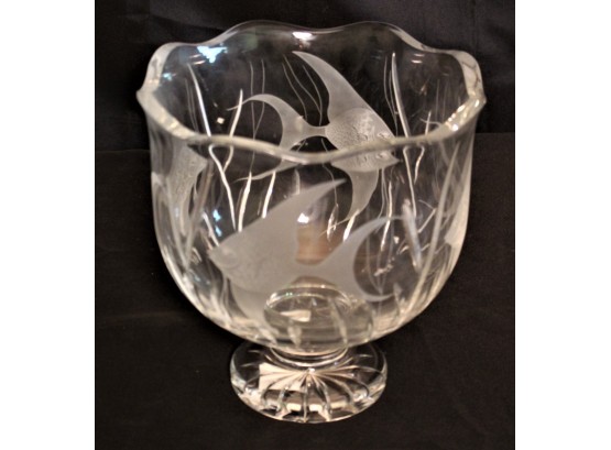 Beautiful Beautiful Waterford Angelfish Crystal Bowl With Fr Detail, Waterford Mark On Bottom, Special Edition