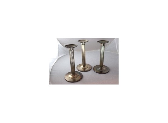 3 STERLING SILVER CANDLESTICKS By H NILS DENMARK APPROX 20.2 OZT NON-WEIGHTED