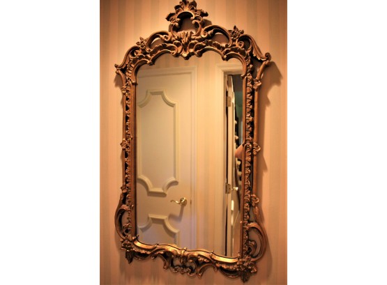 Ornate Wall Mirror With A Beautiful Brown & Floral Detail